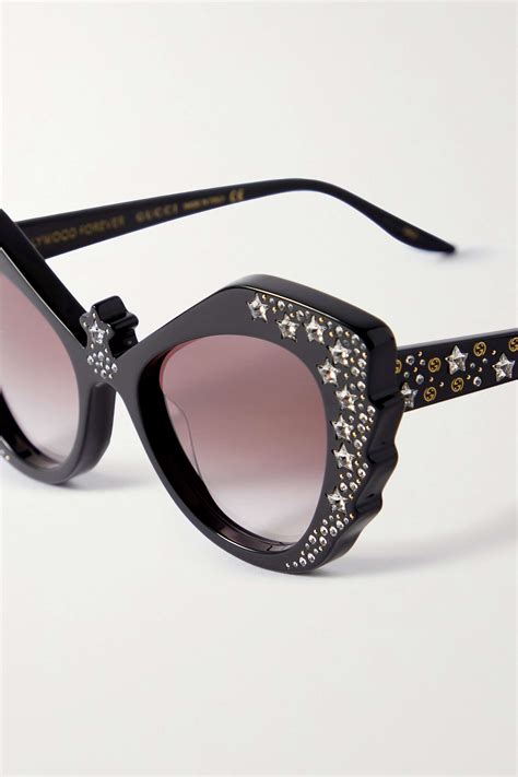 black acetate sunglasses gucci|Gucci crystal embellished sunglasses.